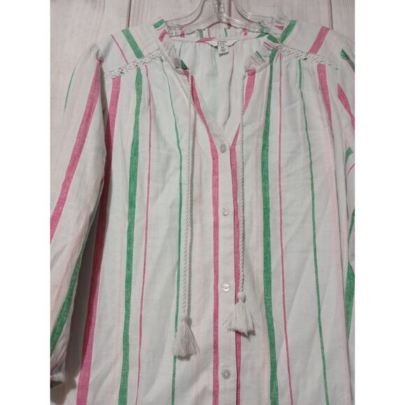 Crown‎ and Ivy Shirt Ladies Petite Large White Long Sleeve - Picture 3 of 8